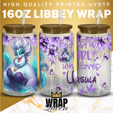 Ursula Just a girl who loves UV DTF 16oz Glass Cup Wrap