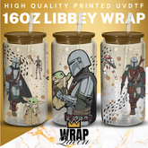 Yoda Boba UV DTF 16oz Glass Cup Wrap