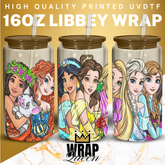 Princesses 7 UV DTF 16oz Glass Cup Wrap