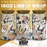 Mouse and friends Halloween Costumes UV DTF 16oz Glass Cup Wrap