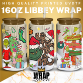 Grinch HO HO HO Christmas Movies Films UV DTF 16oz Glass Cup Wrap