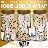 Christmas Santas Cookies and Milk PINK UV DTF 16oz Glass Cup Wrap