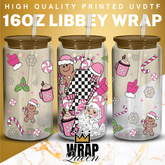 Santa zap Christmas UV DTF 16oz Glass Cup Wrap