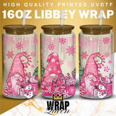 Christmas Pink Gonk UV DTF 16oz Glass Cup Wrap