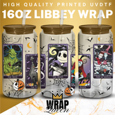 Skellington Jack Pumpkin Halloween Film UV DTF 16oz Glass Cup Wrap