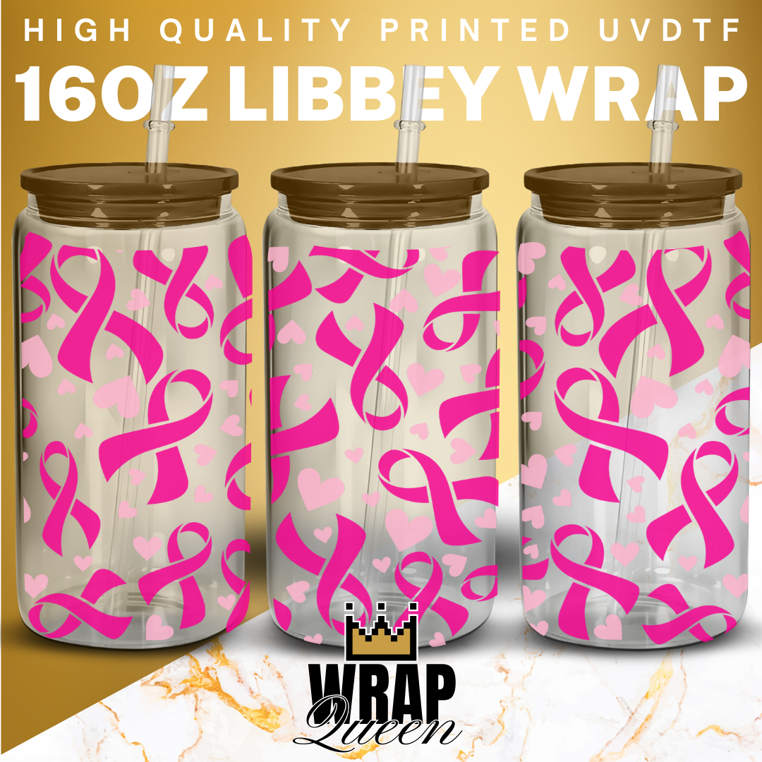 Awareness Breast Cancer - UV DTF 16oz Glass Cup Wrap